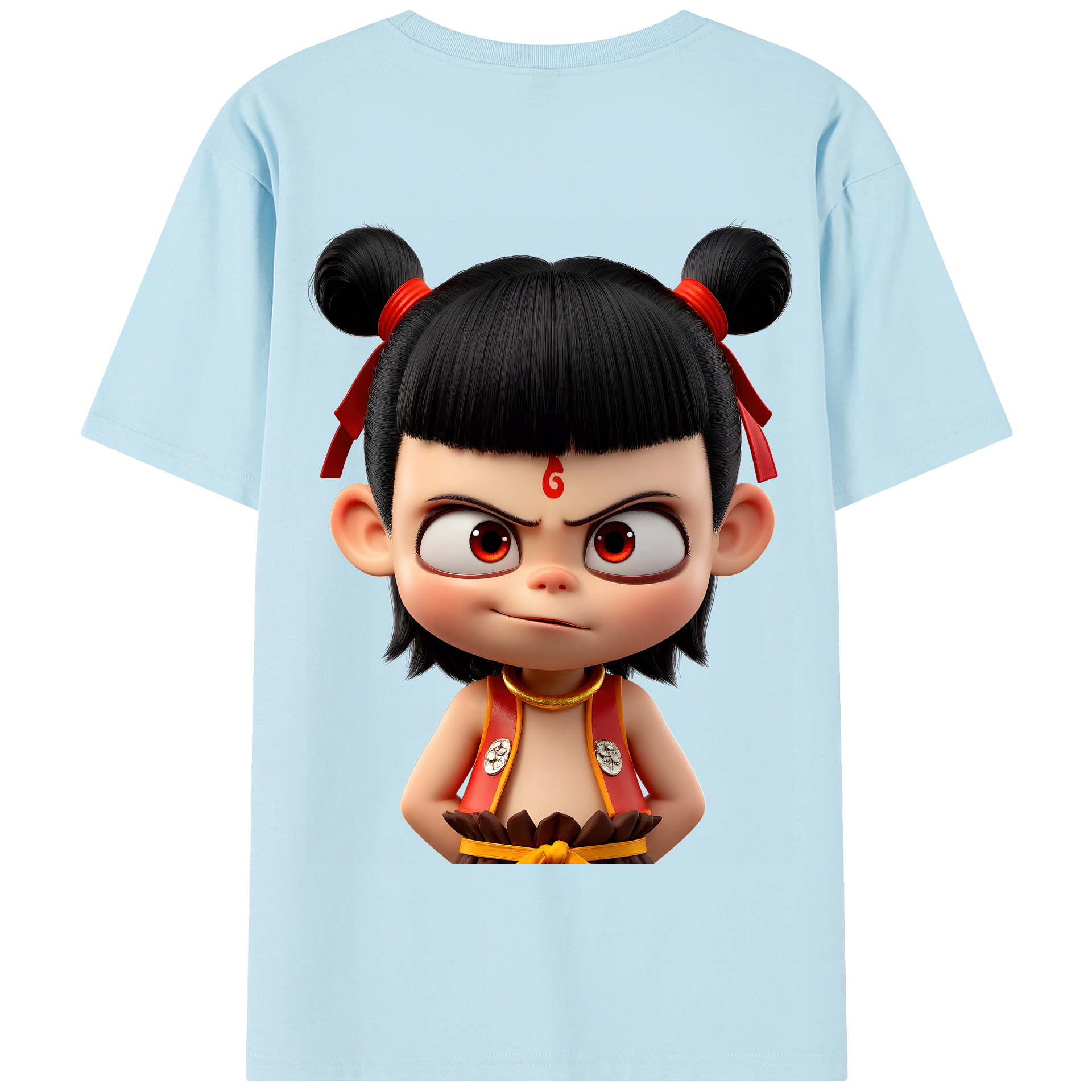 （画像用） Ne Zha 2 ナタ 魔童の大暴れ 綿100％半袖Tシャツ（背面プリント）